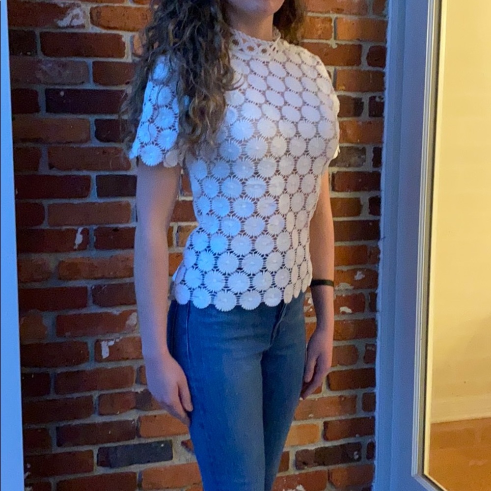 Lace appliqué top
